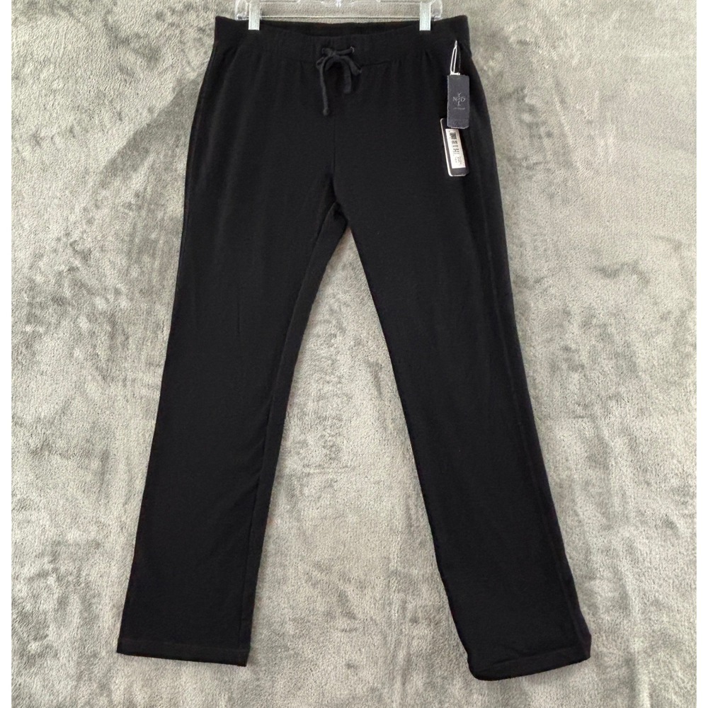 NYDJ City Sport Drawstring Pants Womens M Black Baby Boot Knit Stretch Legging